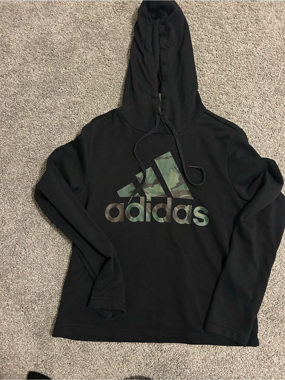 adidas Black Hoodie with Camo Logo